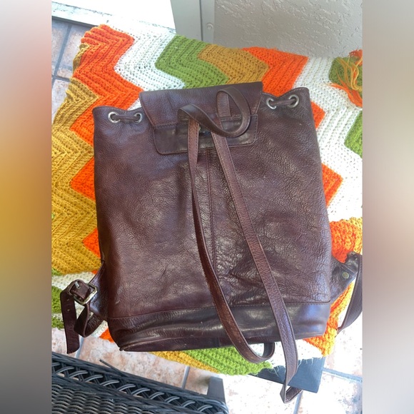 Bosboom Genuine Leather Brown Backpack Rucksack Bag w/ Push Lock Closure - Picture 2 of 11